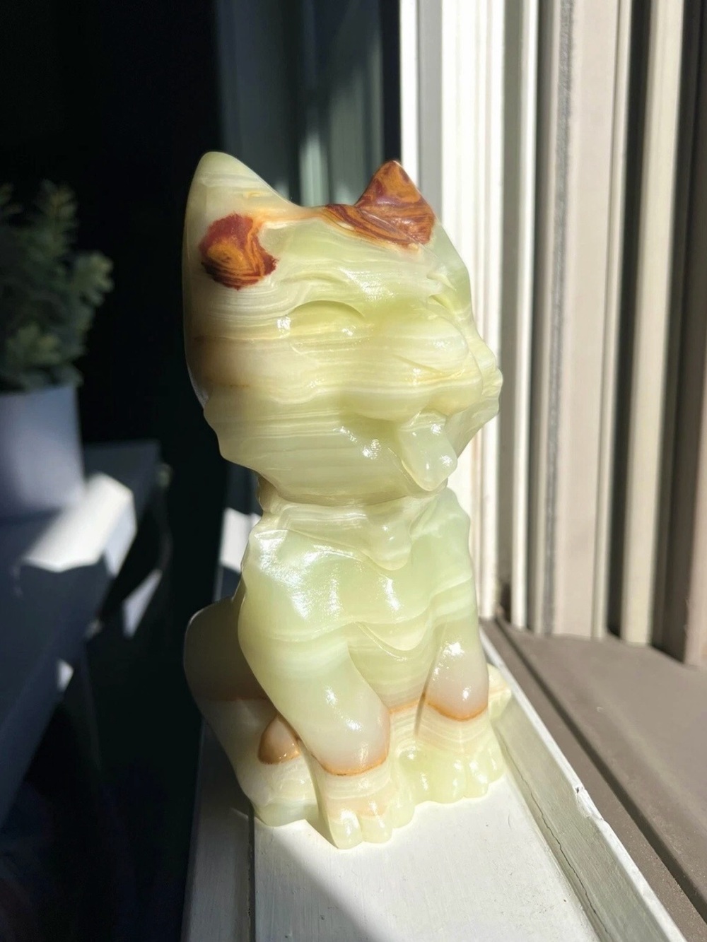 Green Onyx Crystal Dog (6”, 2.2 lbs) Handcrafted Décor & Healing Stone